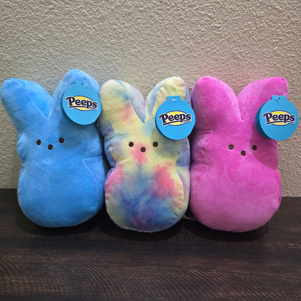 NWT PEEPS Easter Bunny Plush Toy Set -‎ Blue, Multicolor, Pink 10 INCH